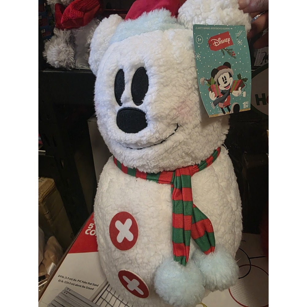 Disney Mickey Mouse Christmas Door Greeter Porch Holiday‎ Sherpa Snowman NEW